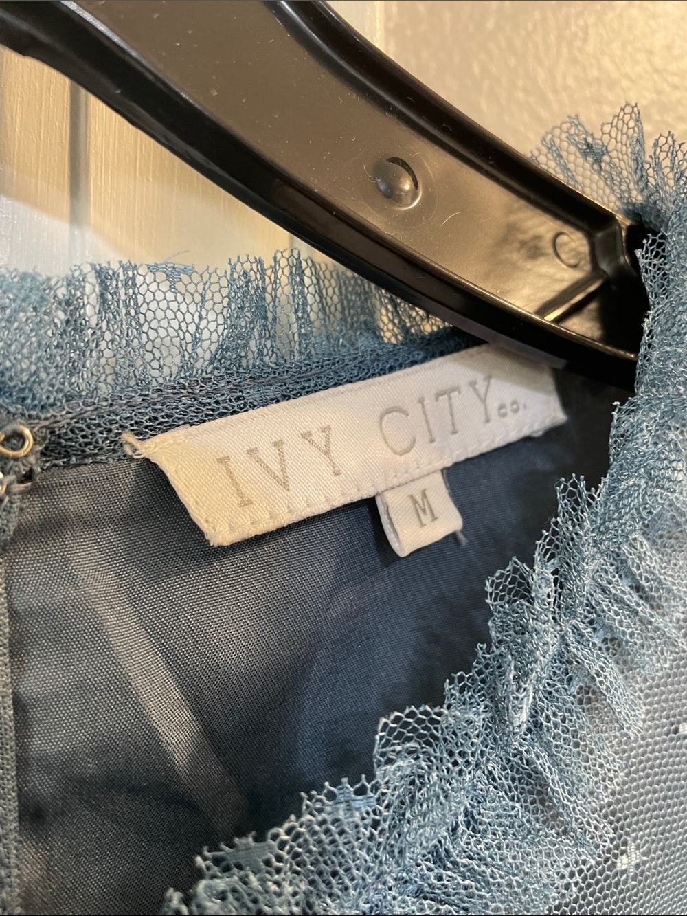 Ivy City Co Dusty Blue Ruffle Tulle Dress - Picture 5 of 17